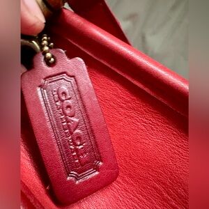 EUC Vintage COACH Companion Bag Made in USA #9300 Red Leatherware brass anchor